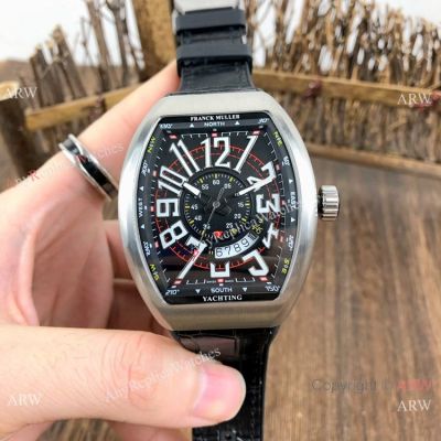 Copy Franck Muller Vanguard Classical V45 Watch Ss Black Gummy Strap